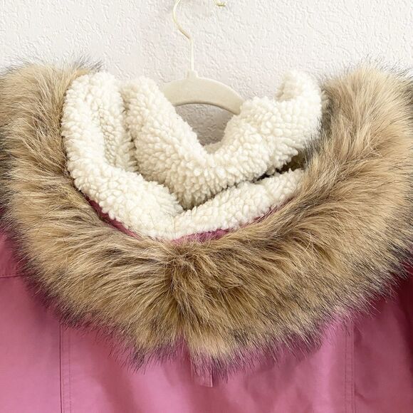 J.Crew Perfect Winter Park Primaloft® Small Berry Pink Detachable Fur Hood Zip - Picture 15 of 16